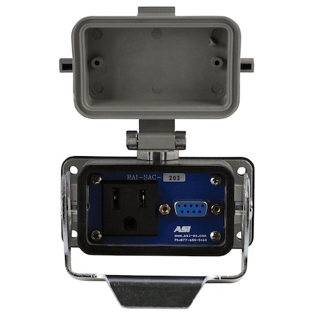 Automation Systems Interconnect Panel Interface Connector With A DB9 Female Connector And A 120V Single AC Receptacle RAI-SAC-203